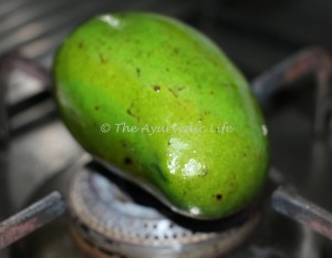 Raw Mango on Flame