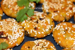Oats-Paneer Lollipop - Sesame Tikki Closeup