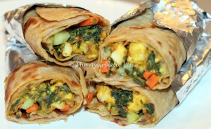 Paneer-Kale Frankie - Roll with Foil