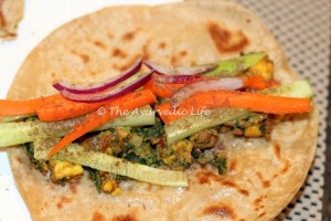 Paneer-Kale Frankie - Sandwich Masala