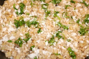 Sago Khichidi - Coconut and Coriander Leaves
