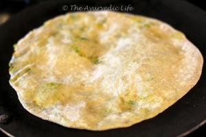 Mixed Vegetable Besan Paratha - Cooking