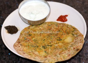 Mixed Vegetable Besan Paratha - With Pickle