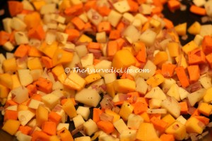 Dairy-Free Root Vegetables Pasta Sauce - Veggies Cooking