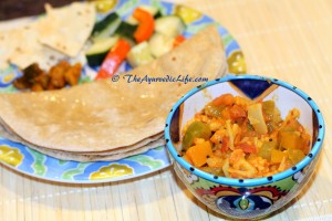 Cauliflower Pumpkin Bell Pepper Sabzi - With Roti